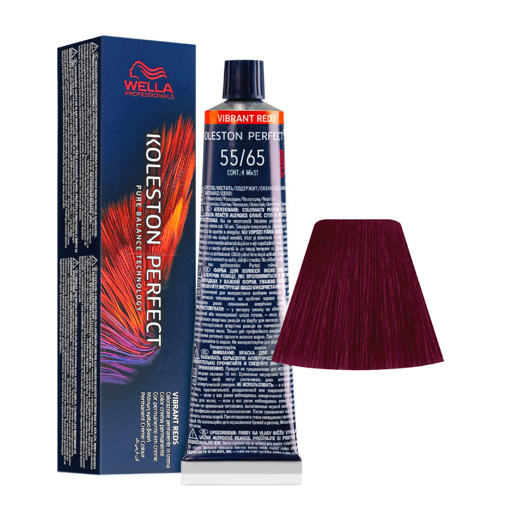 Wella Koleston Perfect Me+ Vibrant Reds 55/65 Castano Chiaro Intenso Violetto Mogano 60ml - colorazione permanente