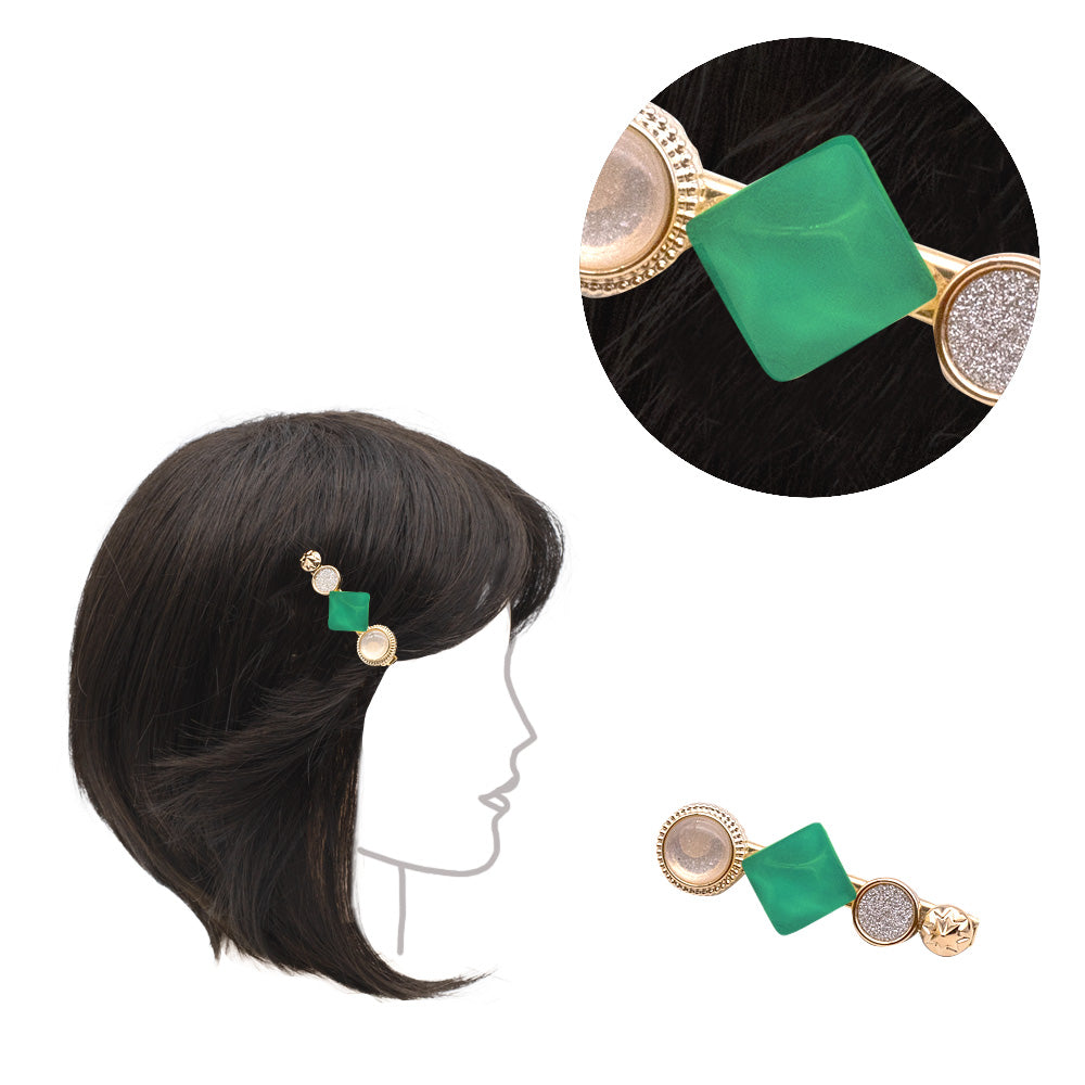 VIAHERMADA Clip a Molletta con Pietra Verde Smeraldo 6cm