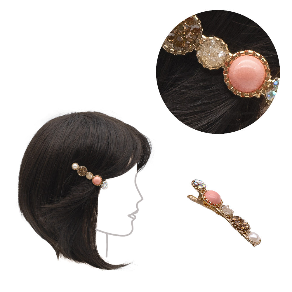 VIAHERMADA Clip in Metallo Dorato con Decori in Plastica Colorata