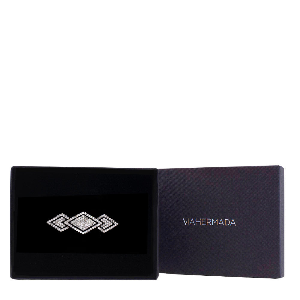VIAHERMADA Fermacapelli Matic con Rombi di strass Bianchi