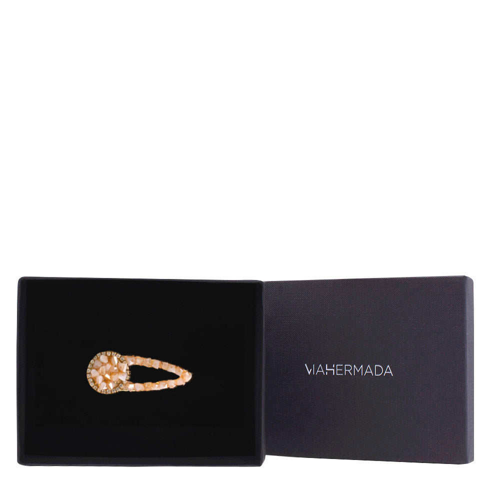 VIAHERMADA Molletta a clip con Strass e vetro Multi Sfaccettato Rosa 5,5cm