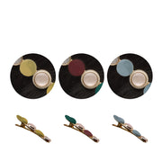VIAHERMADA Mollette Clip in metallo Giallo Senape - Celeste - Verde - 6cm x 3