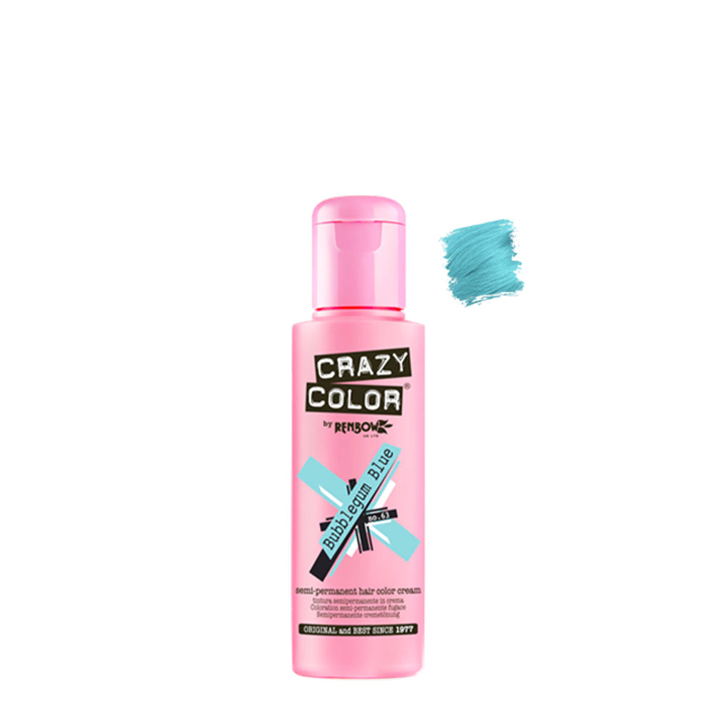 Crazy Color Bubblegum Blue no 63, 100ml - crema colorante blu chiaro
