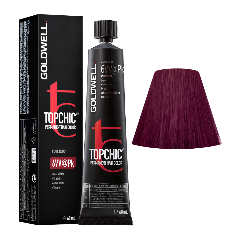 6VV@Pk Viola Acciaio Illuminato Rosa Goldwell Topchic Cool Reds Tb 60ml