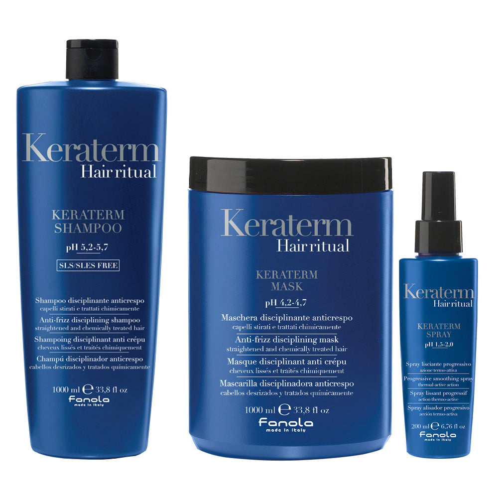 Fanola Keraterm Anticrespo Shampoo 1000ml Maschera 1000ml Spray 200ml