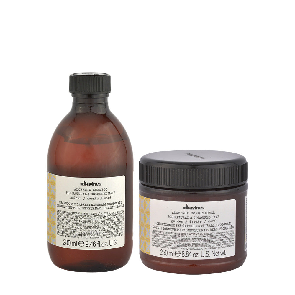Davines Alchemic Capelli Biondi Shampoo Dorato 280ml Balsamo Dorato 250ml