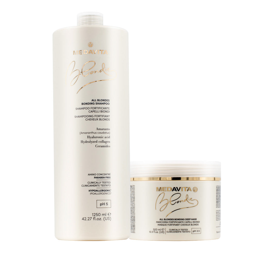Medavita Blondie All Blondes Bonding Shampoo 1000ml  Deep Mask 500ml
