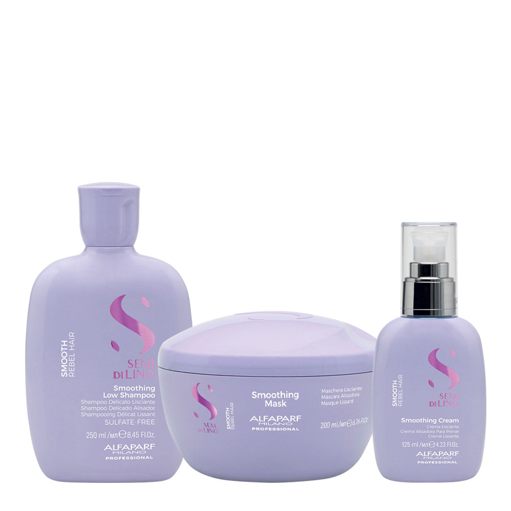 Alfaparf Semi di Lino Smoothing Kit Shampoo 250ml Maschera 200ml Crema 125ml
