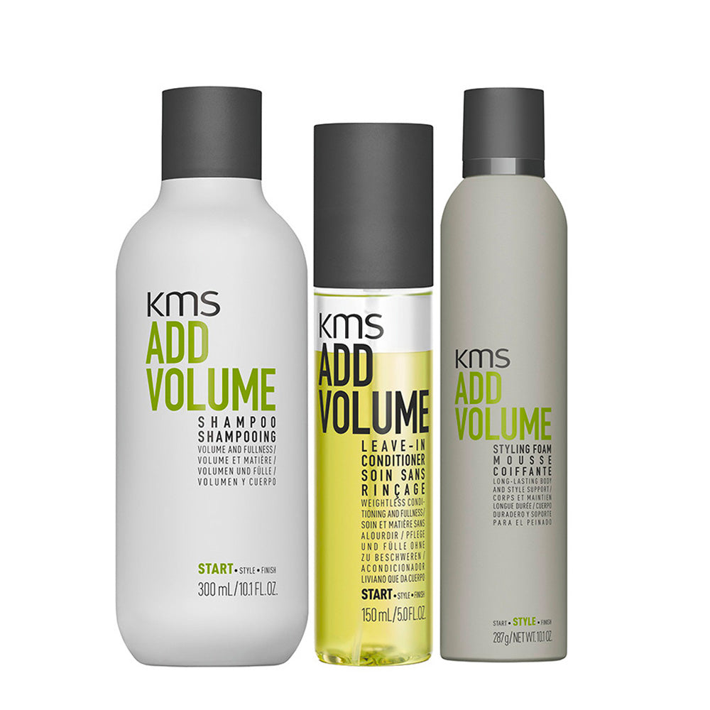 KMS Add Volume Shampoo 300ml Leave-In Conditioner Spray 150 ml Styling Foam 300m
