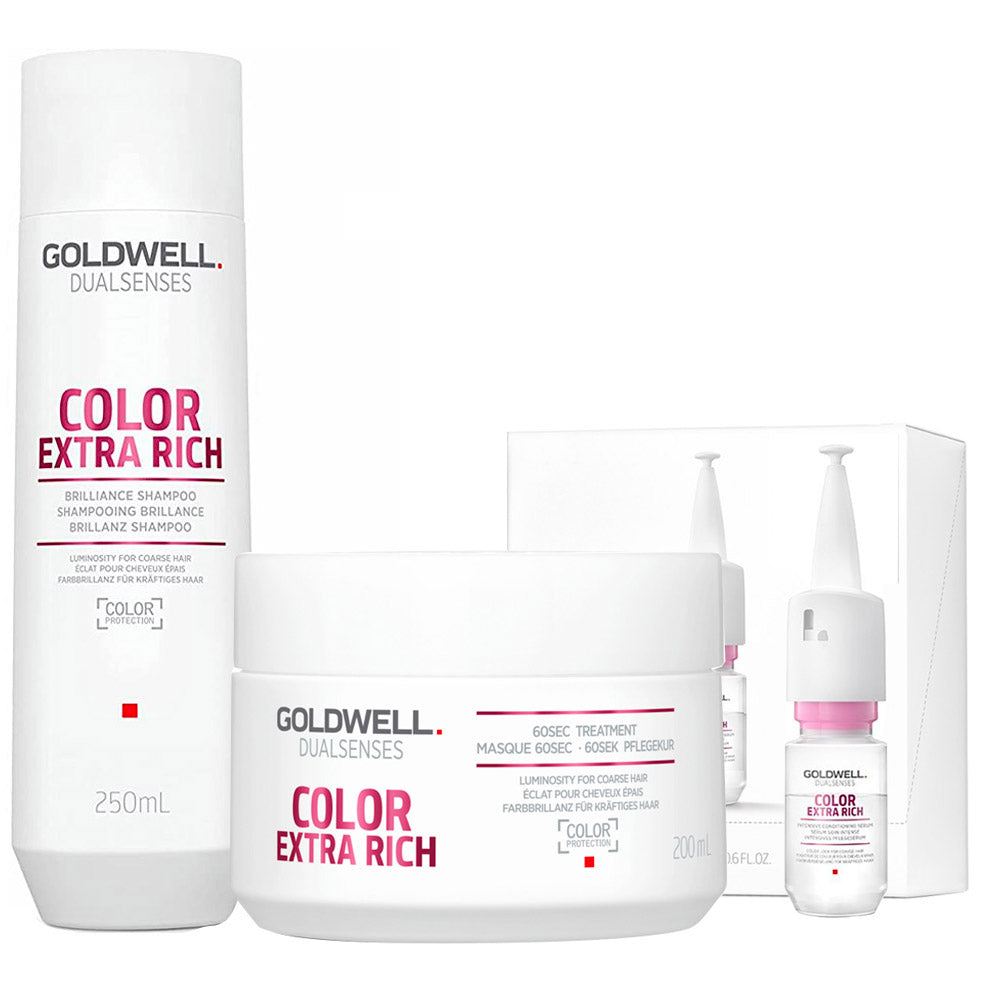 Goldwell Shampoo 250ml Maschera 200ml e Siero 12x18ml per capelli tinti e grossi