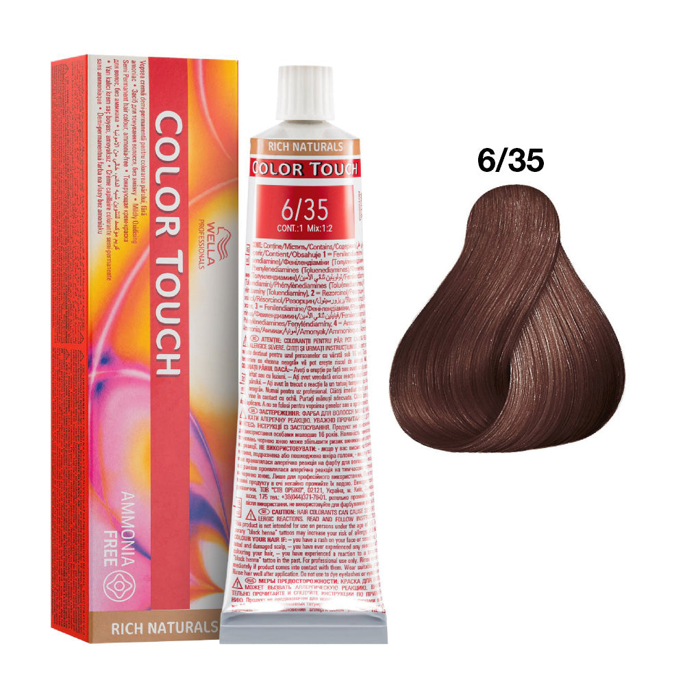 6/35 Biondo Scuro Dorato Mogano Wella Color Touch Rich Naturals senza ammoniaca 60ml