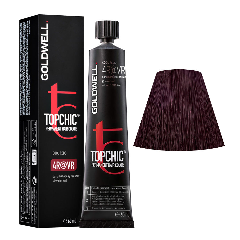 4R@VR Mogano scuro brillante illuminato viola rosso Goldwell Topchic Cool reds tb 60ml