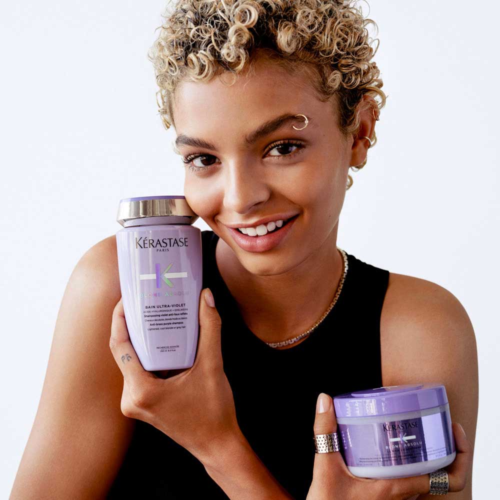 Kerastase Blond Absolu Bain Ultra Violet 250ml -  shampoo antigiallo per capelli biondi, grigi, bianchi e platino