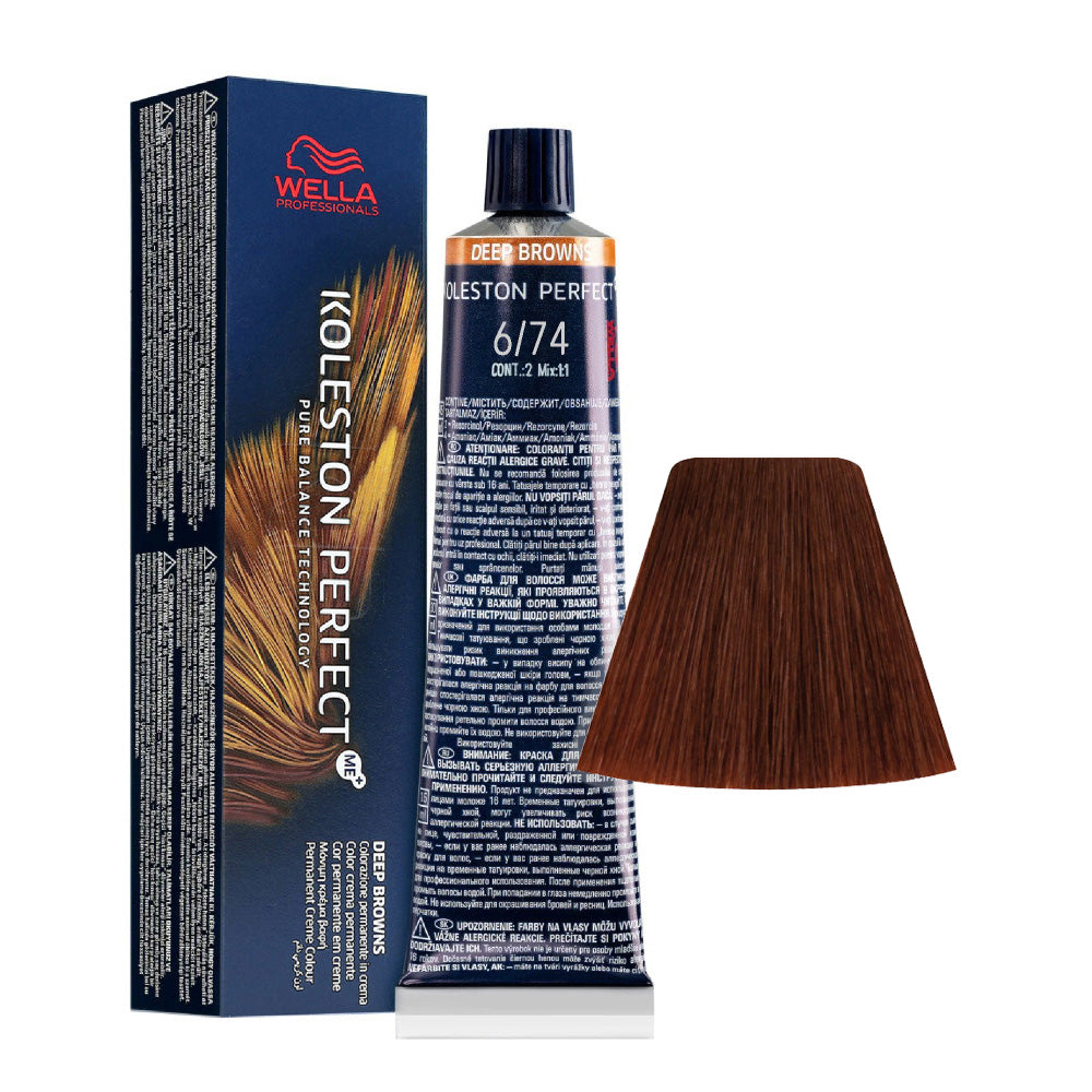 Wella Koleston Perfect Me+ Deep Browns 6/74 Biondo Scuro Sabbia Ramato 60ml