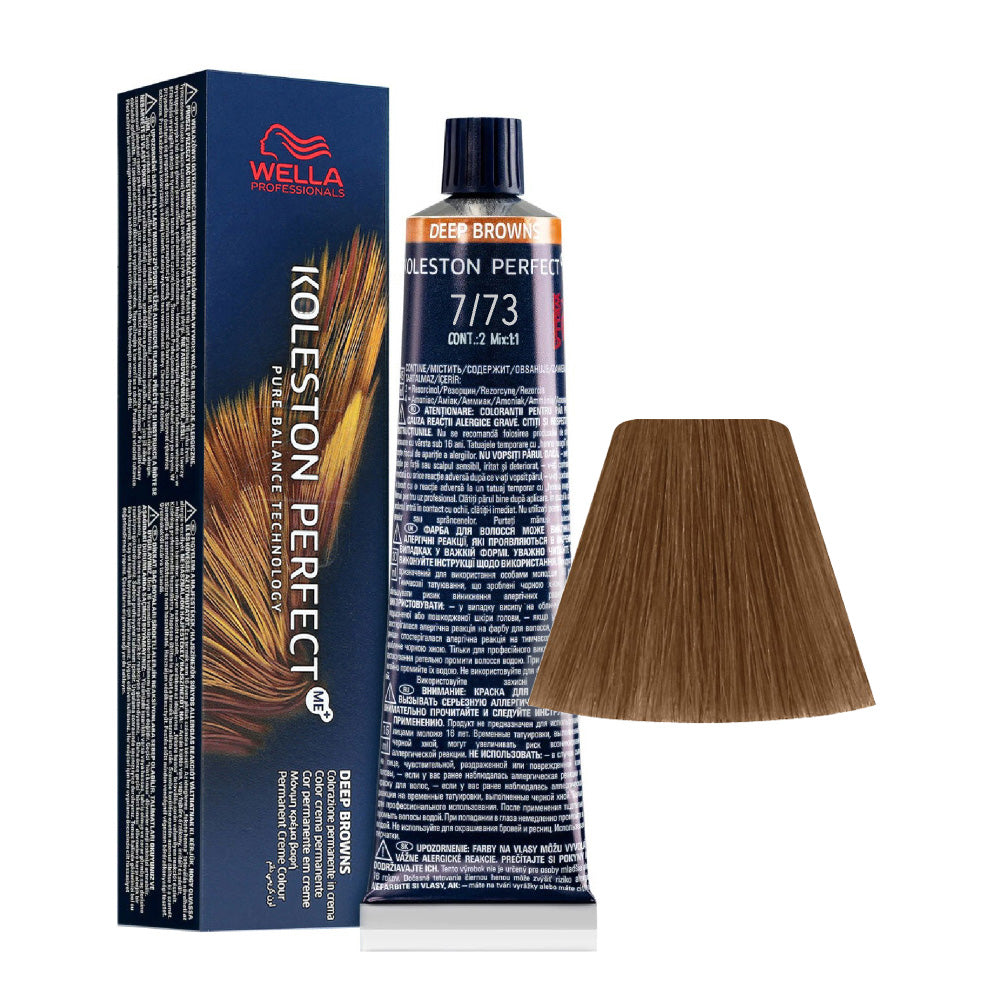 Wella Koleston Perfect Me+ Deep Browns 7/73 Biondo Medio Sabbia Dorato 60ml