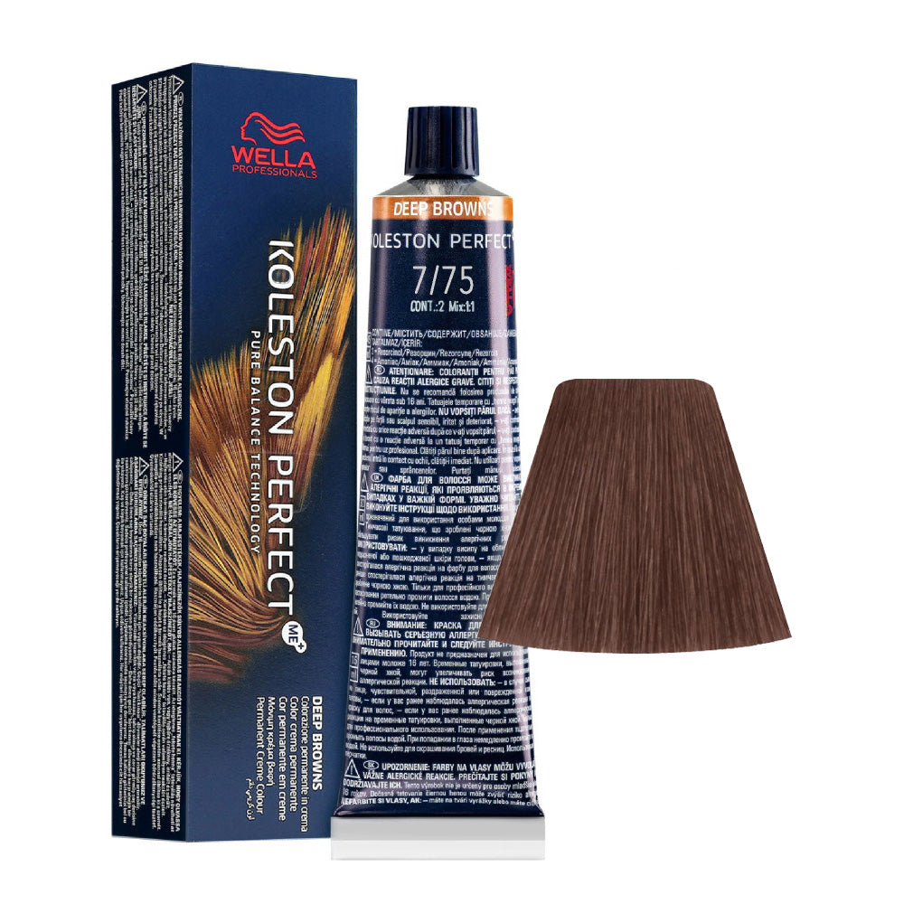 Wella Koleston Perfect Me+ Deep Browns 7/75 Biondo Medio Sabbia Mogano 60ml