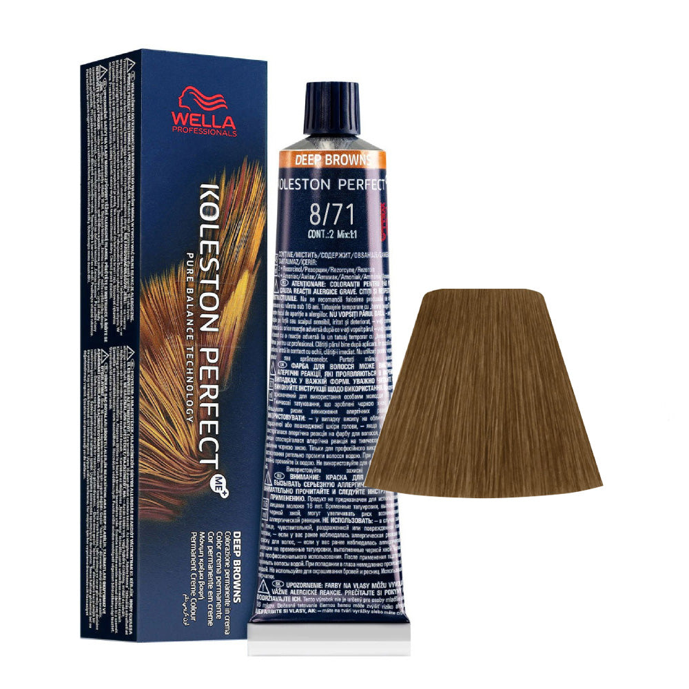 Wella Koleston Perfect Me+ Deep Browns 8/71 Biondo Chiaro Sabbia Cenere 60ml