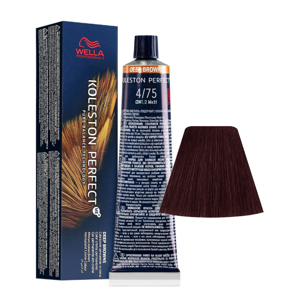 Wella Koleston Perfect Me+ Deep Browns 4/75 Castano Medio Sabbia Mogano 60ml
