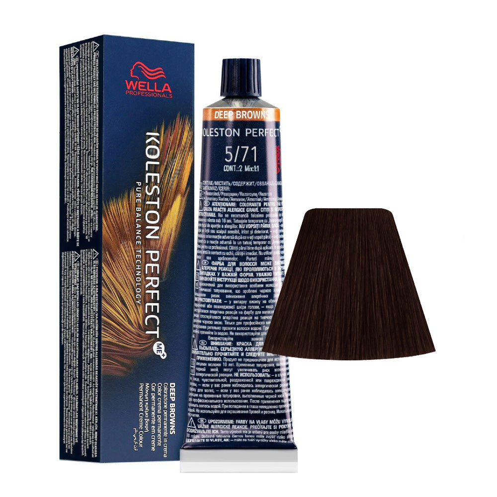 Wella Koleston Perfect Me+ Deep Browns 5/71 Castano Chiaro Sabbia Cenere 60ml