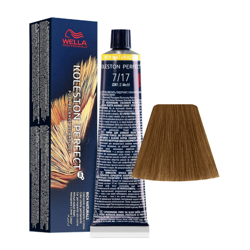 Wella Koleston Perfect Me+ Rich Naturals 7/17 Biondo Medio Cenere Sabbia 60ml