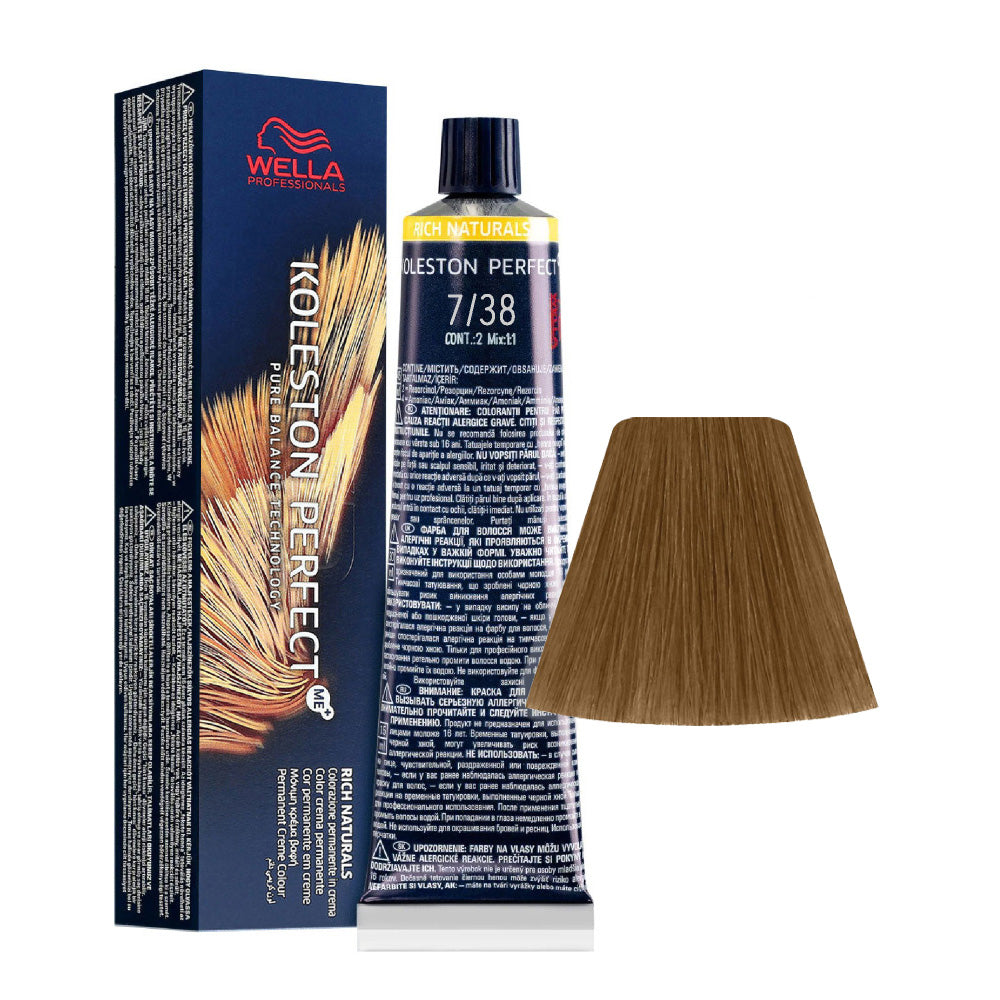 Wella Koleston Perfect Me+ Rich Naturals 7/38 Biondo Medio Dorato Perla 60ml