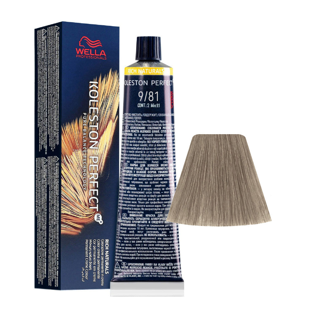 Wella Koleston Perfect Me+ 9/81 Biondo Chiarissimo Perla Cenere 60ml
