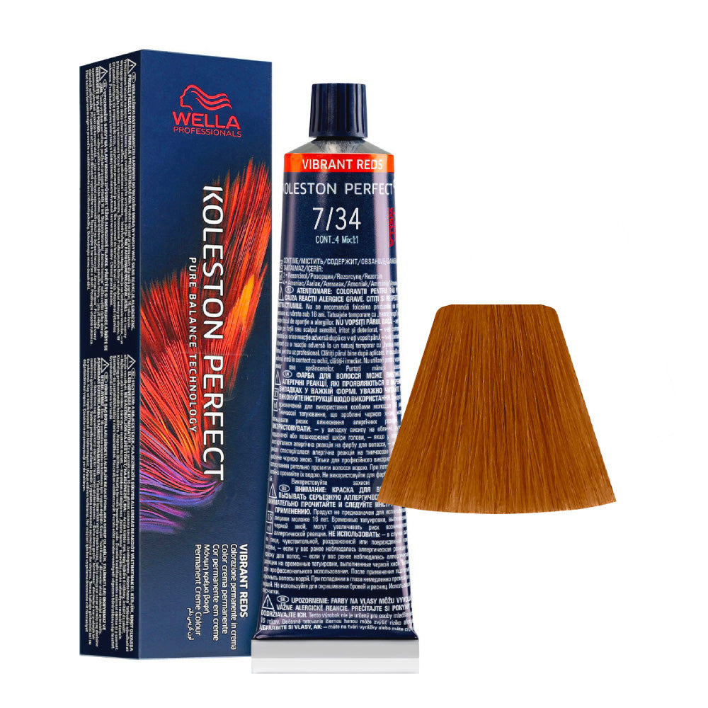 Wella Koleston Perfect Vibrant Reds 7/34 Biondo Medio Oro Ramato 60ml