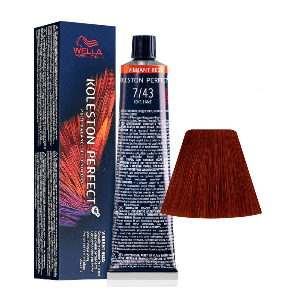 Wella Koleston Perfect Me+ Vibrant Reds 7/43 Biondo Medio Rame Dorato 60ml