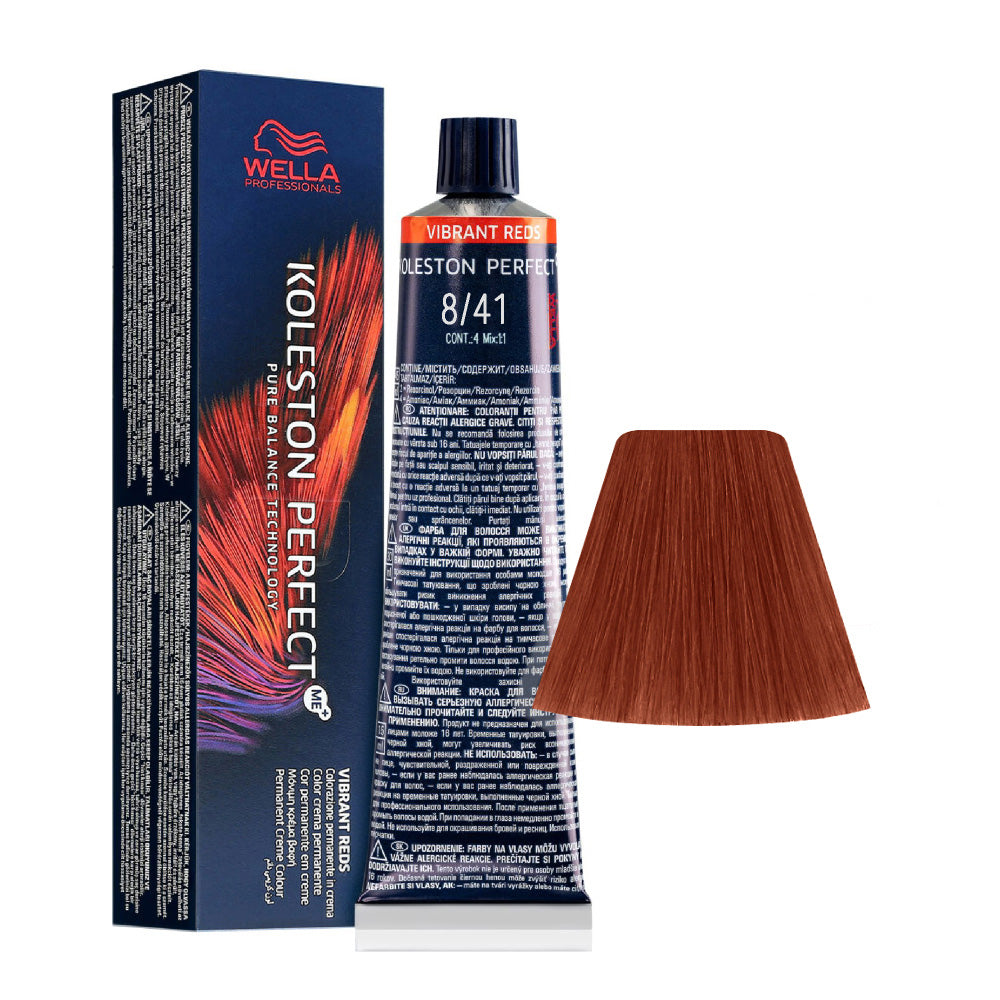 Wella Koleston Perfect Me+ Vibrant Reds 8/41 Biondo Chiaro Rame Cenere 60ml