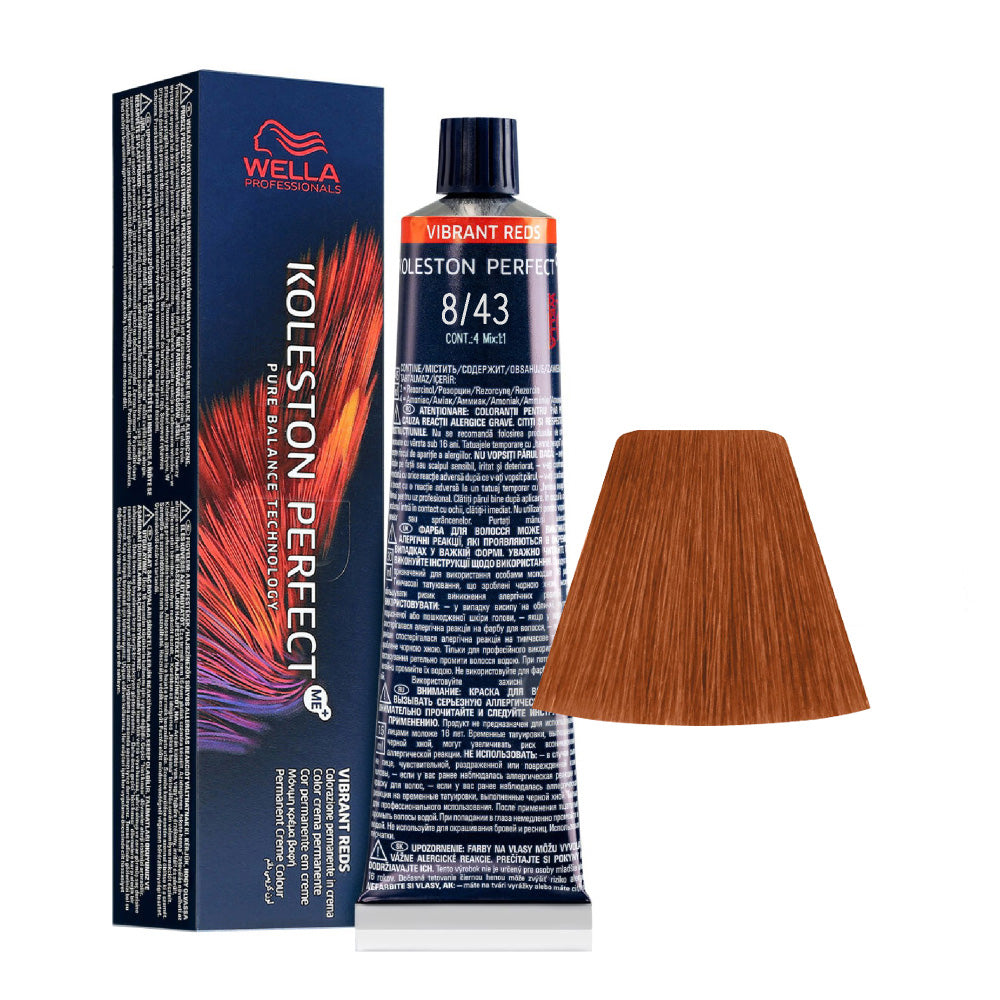 Wella Koleston Perfect Me+ Vibrant Reds 8/43 Biondo Chiaro Rame Dorato 60ml