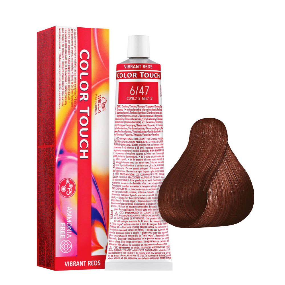 Wella Color Touch Vibrant Reds 6/47 Biondo Scuro Rame Sabbia 60ml