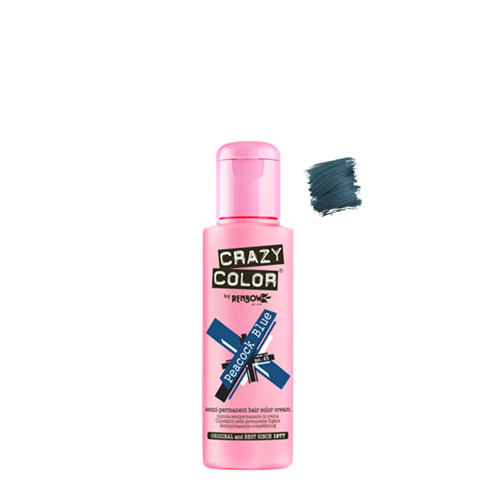 Crazy Color Peacock Blue no 45, 100ml - crema colorante blu pavone