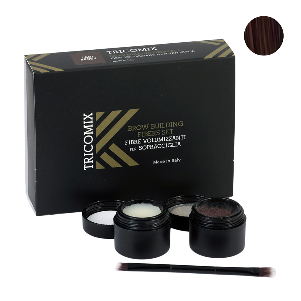 Tricomix Brow Medium Brown 1,2g + 2g - fibre di cheratina volumizzanti per sopracciglia castano scuro