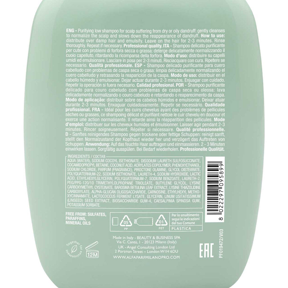 Alfaparf Milano Semi Di Lino Scalp Rebalance Purifying Low Shampoo 250ml - shampoo delicato purificante