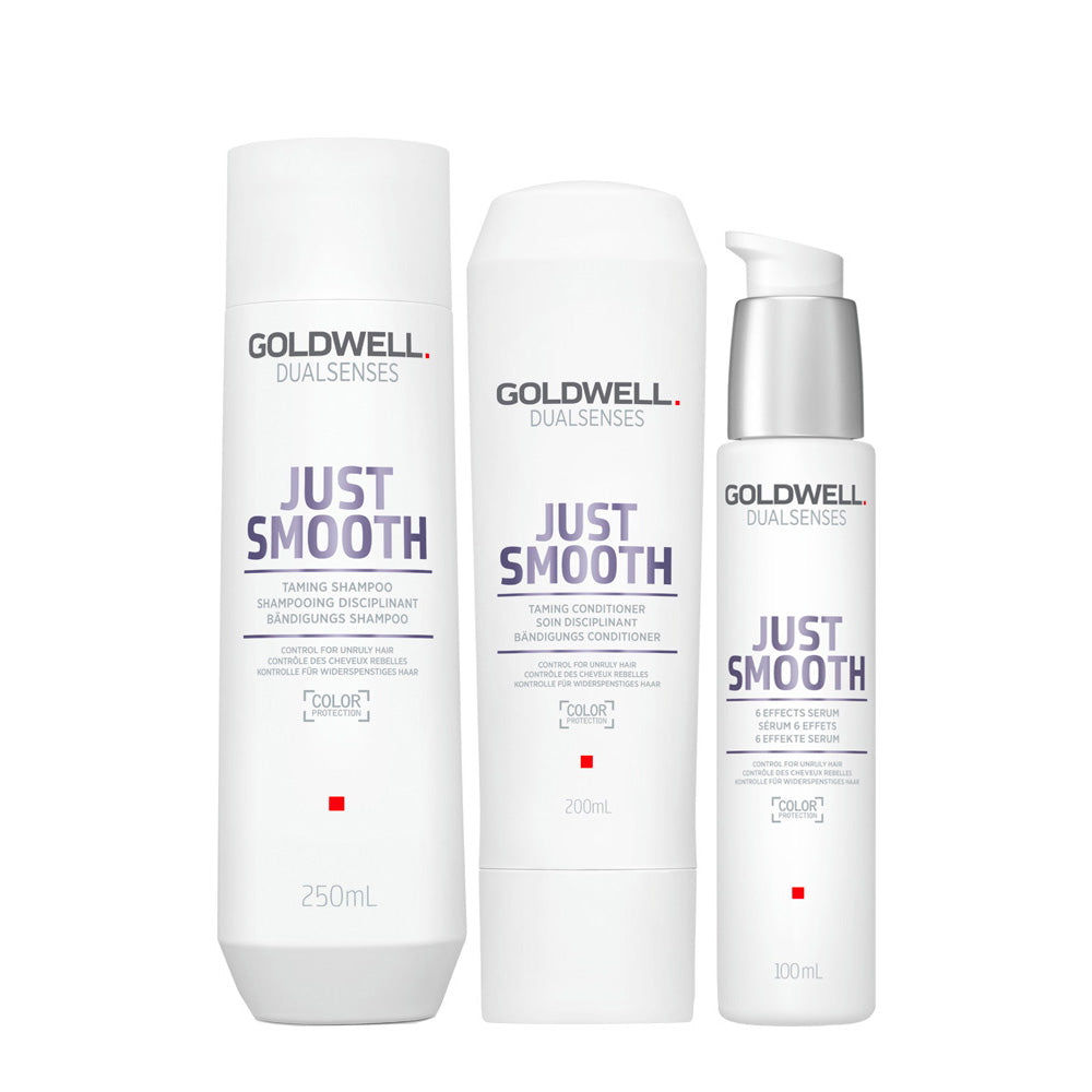 Goldwell Dualsenses Just Smooth Taming Shampoo 250ml Conditioner 200ml Serum 100ml