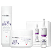 Goldwell Dualsenses Just Smooth Taming Shampoo 250ml Maschera 200ml Siero Anticrespo 12x18ml