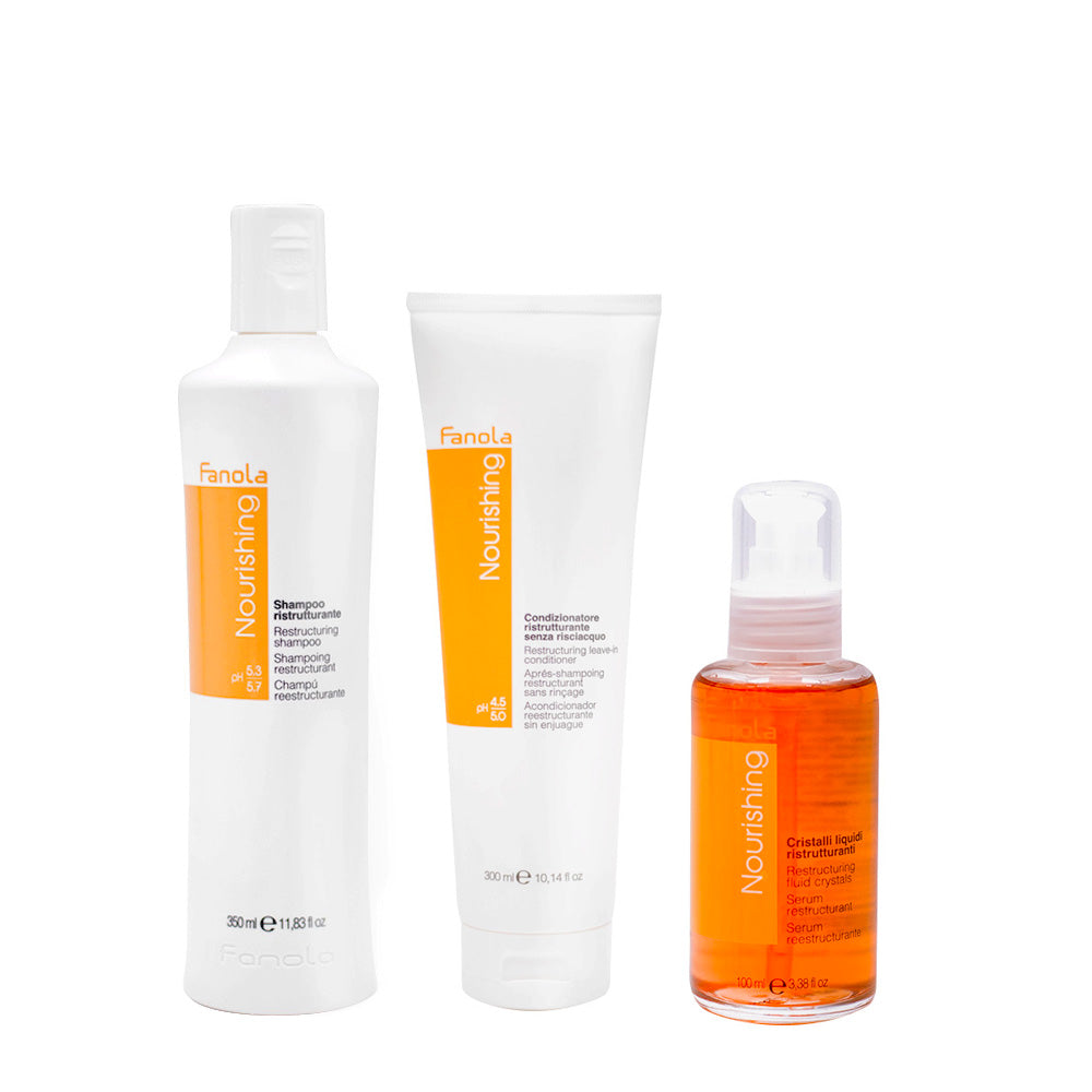 Fanola Nutri Care Shampoo 350ml Balsamo 300ml Cristalli Liquidi 100ml