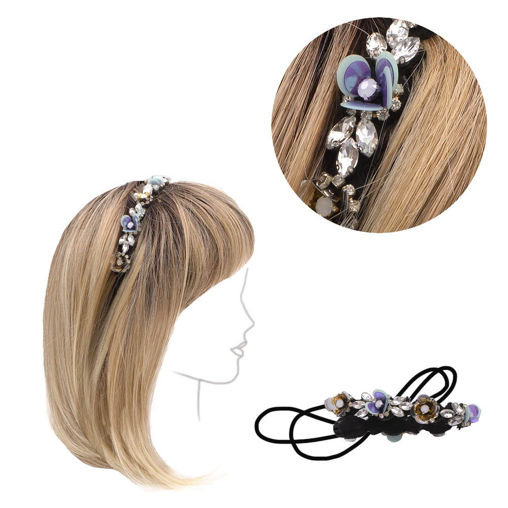 VIAHERMADA Fascia per Capelli Elasticizzata con Strass e Cristalli