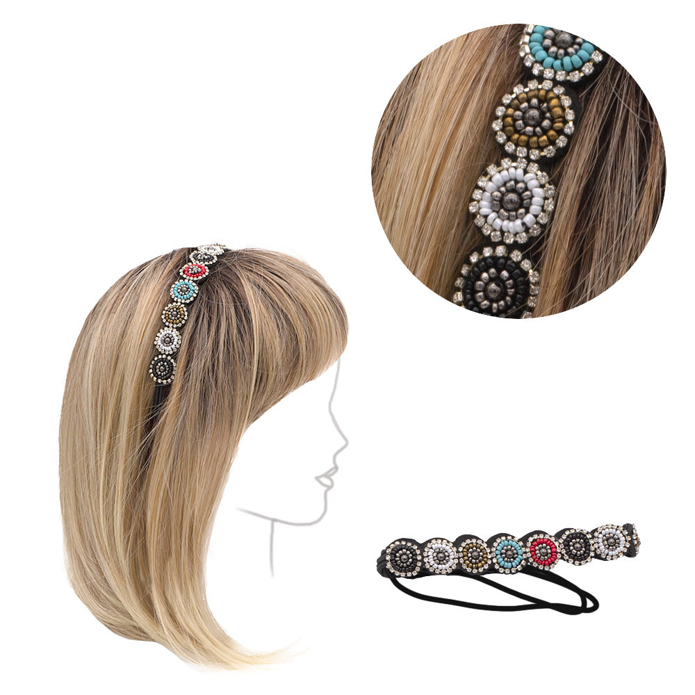 VIAHERMADA  Fascia per Capelli Elasticizzata con Decori