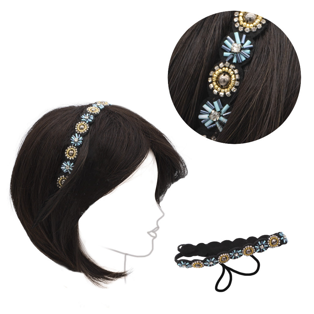 VIAHERMADA Fascia per Capelli con perline e Strass  in Cristallo