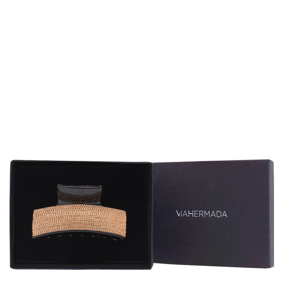 VIAHERMADA Pinza per Capelli Elegante con Strass Ambrati
