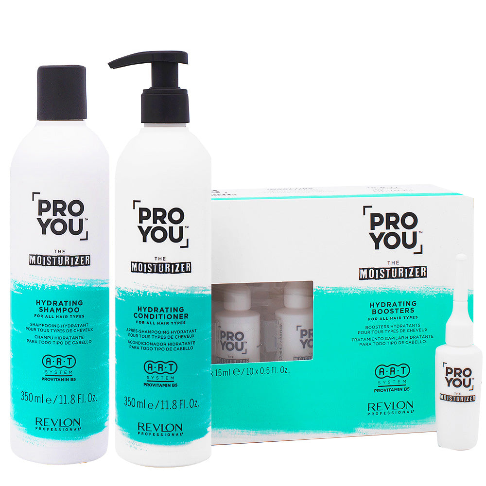 Revlon Pro You The Moisturizer Shampoo350ml Conditioner350ml Hydrating Boosters10x15ml