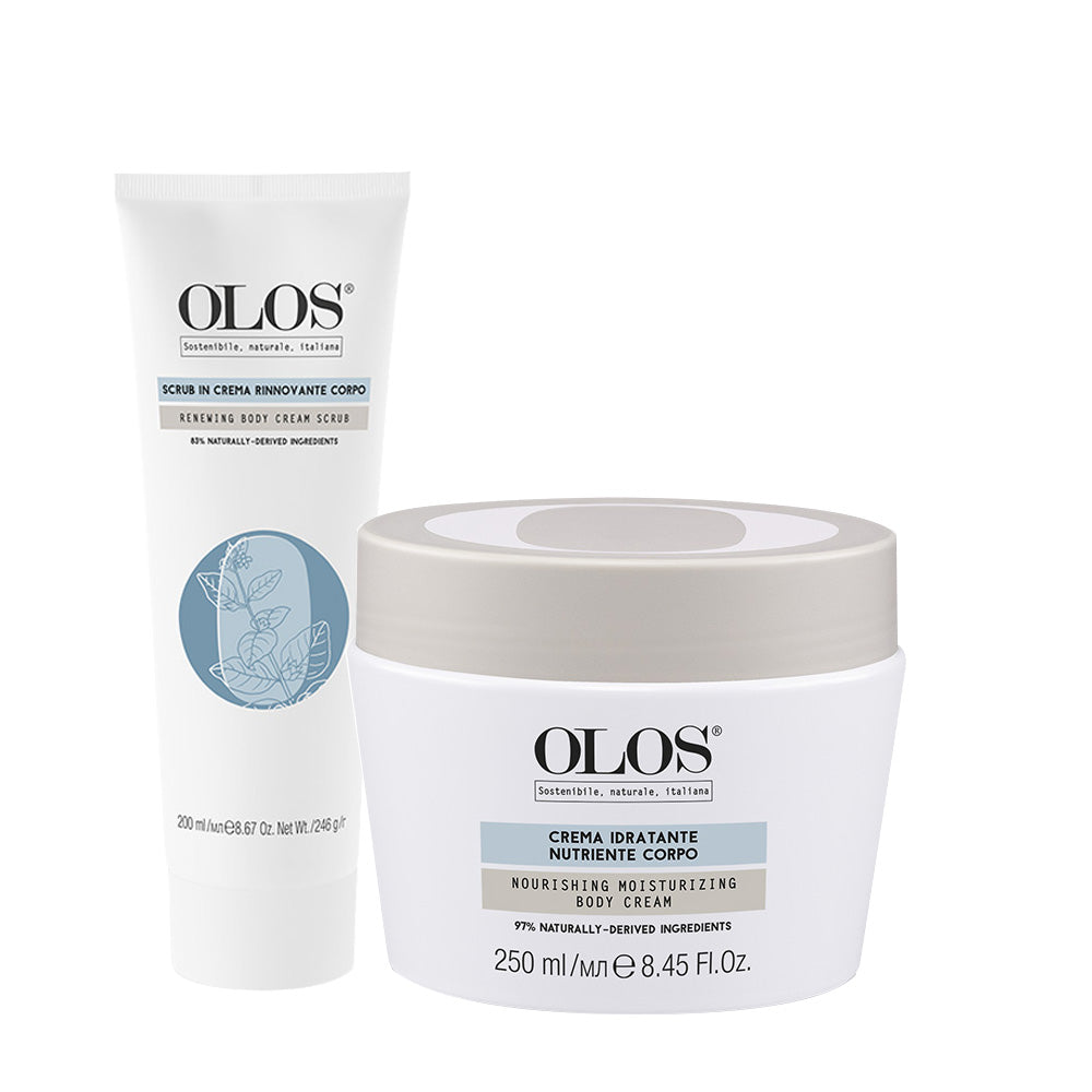 Olos Scrub in Crema Rinnovante Corpo 200ml Crema Idratante Nutriente Corpo 250ml