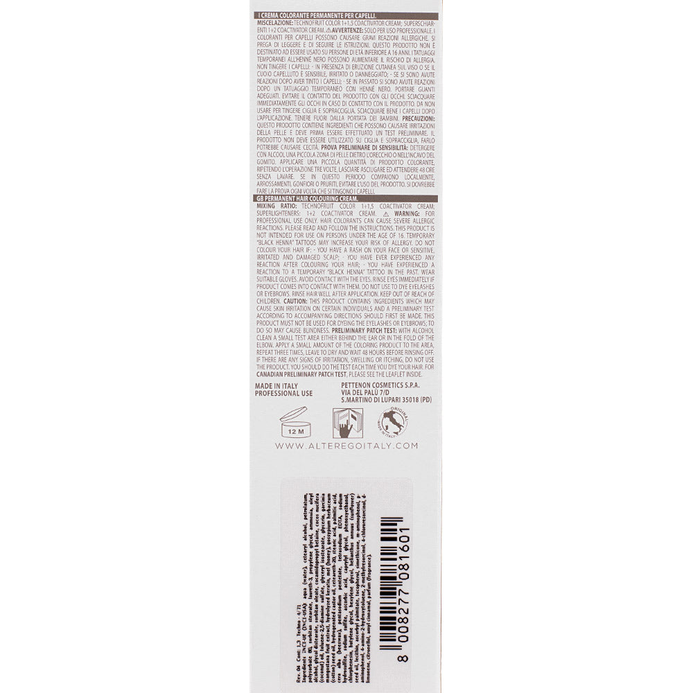 Alterego Technofruit Color 4/71  Castano Marrone Cenere 100ml - colorazione permanente
