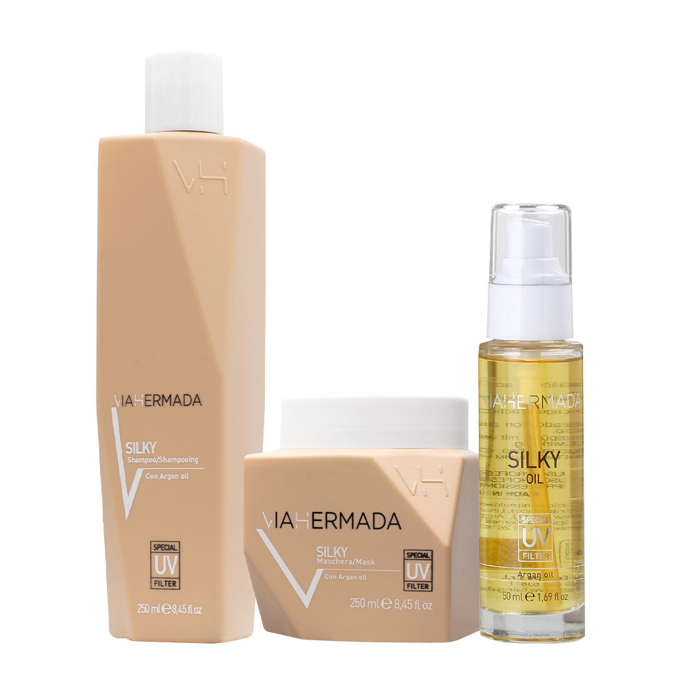 VIAHERMADA Silky Shampoo 250ml  Mask 250ml Silky Oil 50ml
