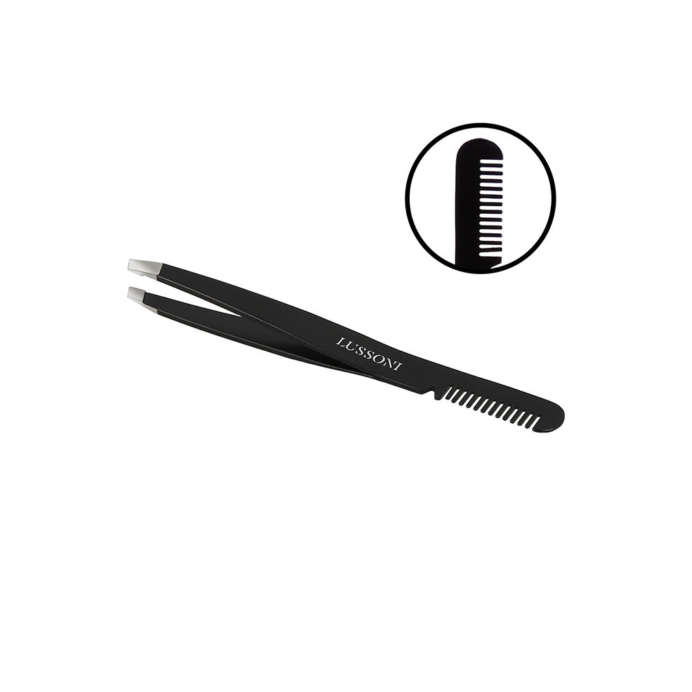 Lussoni Make Up  Slant Tweezers With Comb  9.9 cm- pinzette con pettine