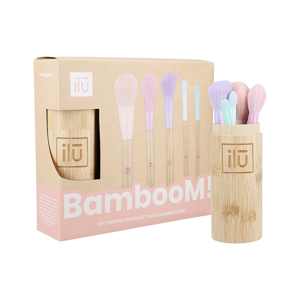 Ilū Make Up Bamboom Brush 5pz+Tube Set - set 5 pennelli+contenitore