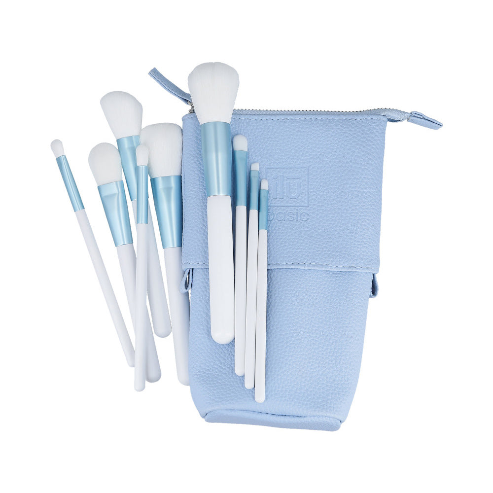 ilū Makeup Basic Brushes 9pz + Case Set Blue - set di pennelli