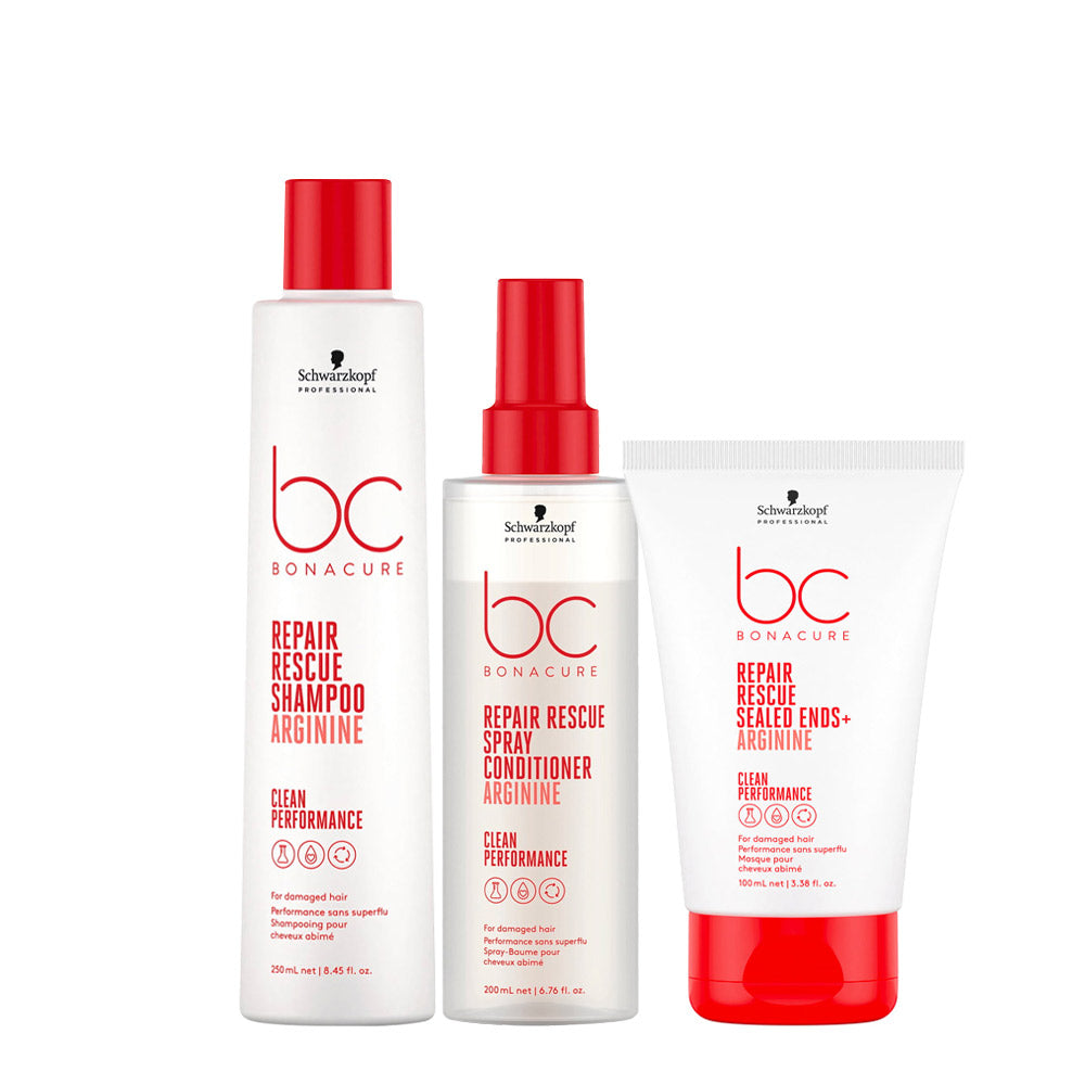Schwarzkopf BC Bonacure Repair Rescue Shampoo250ml Spray200ml Sealed Ends100ml