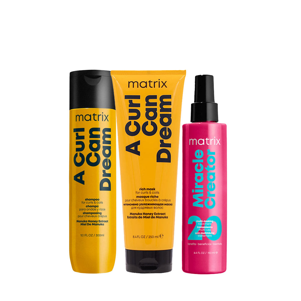 Matrix Haircare A Curl Can Dream Shampoo 300ml Mask 250ml Miracle Creator 190ml